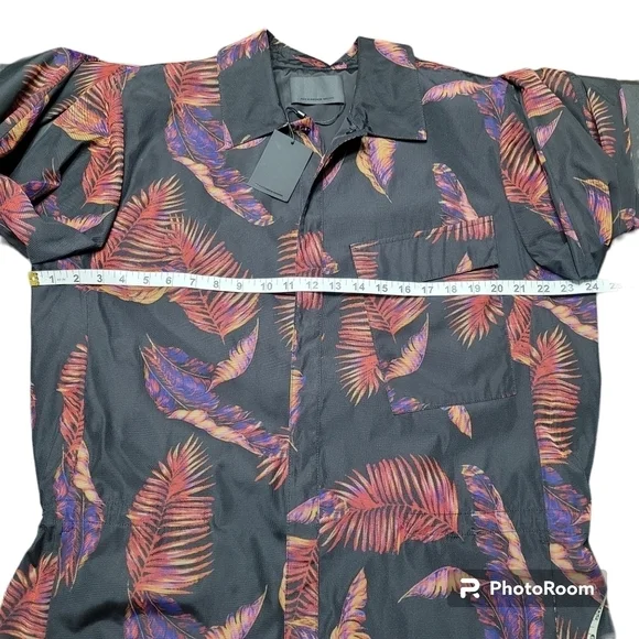 Alexander Wang‎ Black And Red Leaf Print Snap Button Jacket Size EU 48